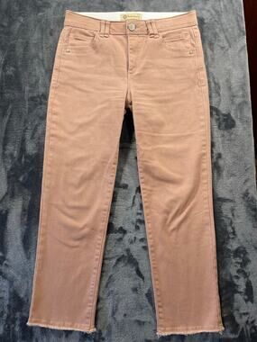 Democracy Womens Size 10 Absolution Dusty Rose Frayed Hem Slim Straight Pants